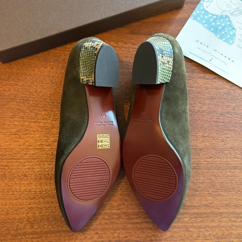 nib Chie Mihara “Rocal” Suede Low Heeled Loafers – in Olive Green size 9.5 - Picture 6 of 8
